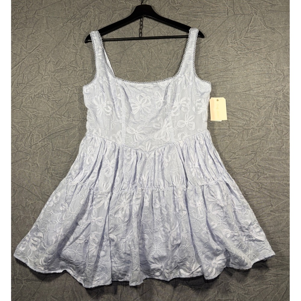 City Studio Periwinkle Floral Embroidered Sundress Coquette Cottagecore 13/14